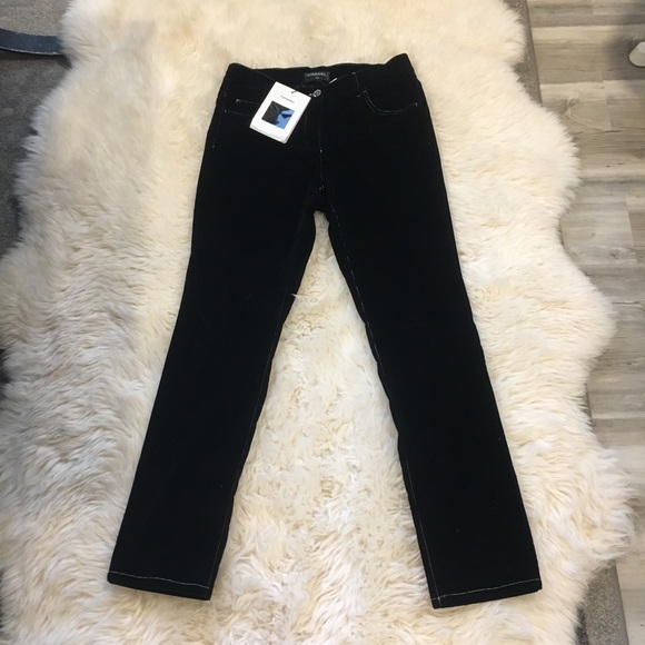 NWT Chanel Black Velvet Pants 16B tweed pockets 40 - Picture 2 of 8